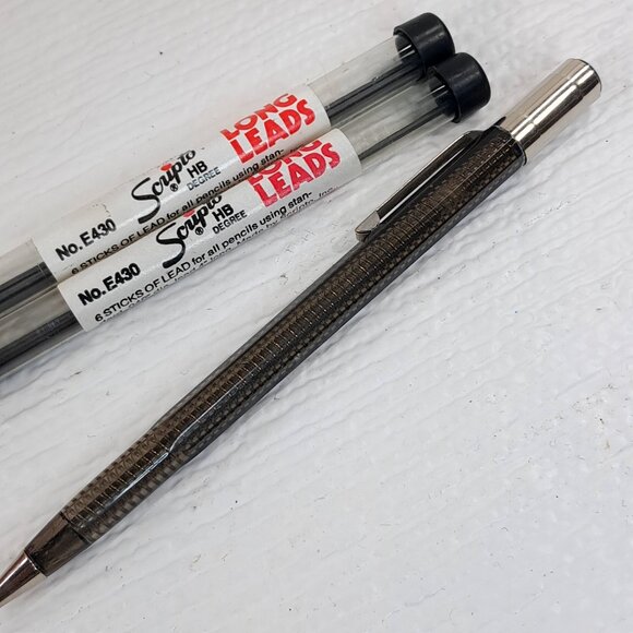 Vintage Scripto Classic Mechanical Pencil Translucent gray Clear w/ long leads - Picture 4 of 10